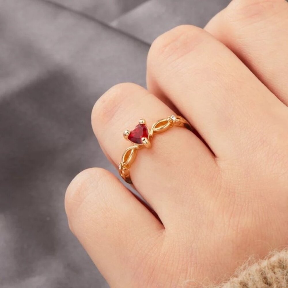 New Trendy Heart Shape Zircon Wedding Rings For Women Romantic Pink Enga…